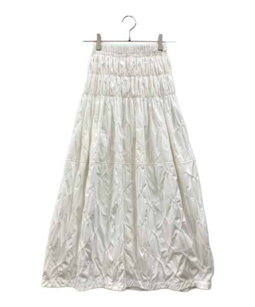 Adam et Rope（アダム エ ロペ）Adam et Rope (アダム エ ロペ) スモッキングジャガードタフタスカート ホワイト サイズ:FREE 未使用品の古着・服飾アイテム