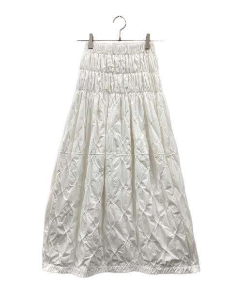 Adam et Rope（アダム エ ロペ）Adam et Rope (アダム エ ロペ) スモッキングジャガードタフタスカート ホワイト サイズ:FREE 未使用品の古着・服飾アイテム
