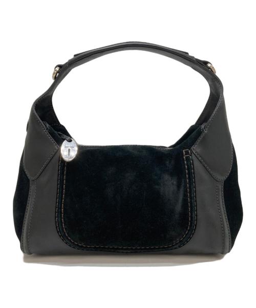TOD'S（トッズ）TOD'S (トッズ) スエード切替ワンハンドバッグ ブラックの古着・服飾アイテム