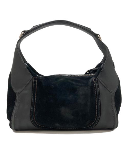 TOD'S（トッズ）TOD'S (トッズ) スエード切替ワンハンドバッグ ブラックの古着・服飾アイテム
