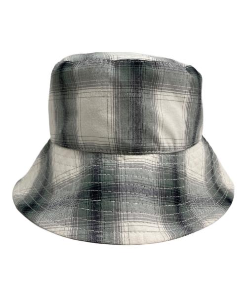 PHEENY（フィーニー）PHEENY (フィーニー) レーヨンオンブレチェックバケットハット ホワイト×グリーン サイズ:ONEの古着・服飾アイテム