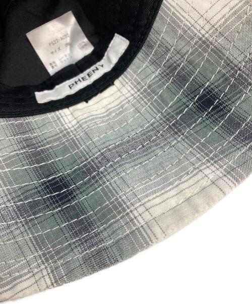 PHEENY（フィーニー）PHEENY (フィーニー) レーヨンオンブレチェックバケットハット ホワイト×グリーン サイズ:ONEの古着・服飾アイテム
