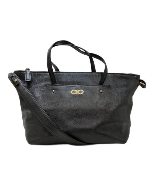 Salvatore Ferragamo（サルヴァトーレ フェラガモ）Salvatore Ferragamo (サルヴァトーレ フェラガモ) レザー2WAYバッグ ブラックの古着・服飾アイテム