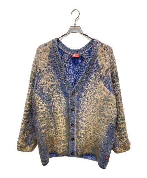 DIESEL（ディーゼル）DIESEL (ディーゼル) コットン＆カシミアブレンドニットカーディガン ブルー×イエロー サイズ:Sの古着・服飾アイテム