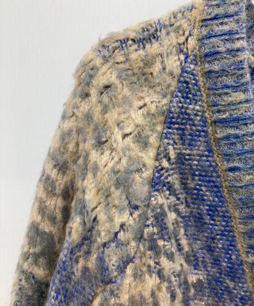 DIESEL（ディーゼル）DIESEL (ディーゼル) コットン＆カシミアブレンドニットカーディガン ブルー×イエロー サイズ:Sの古着・服飾アイテム