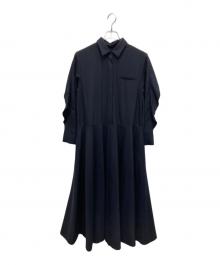 ebure（エブール）の古着「ウールカシミアポプリン ワンピース」｜ネイビー
