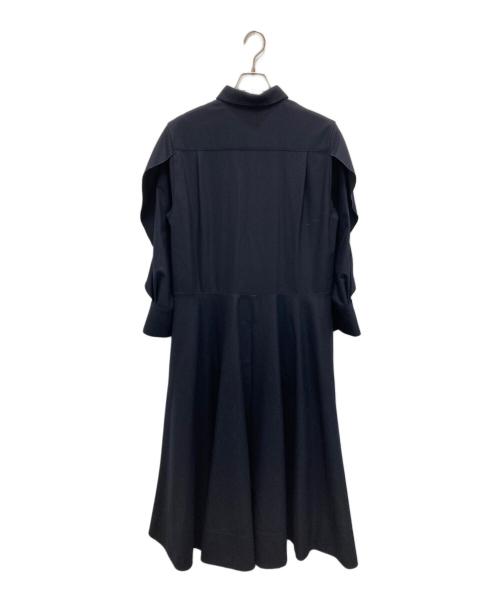 ebure（エブール）ebure (エブール) ウールカシミアポプリン ワンピース ネイビー サイズ:38の古着・服飾アイテム
