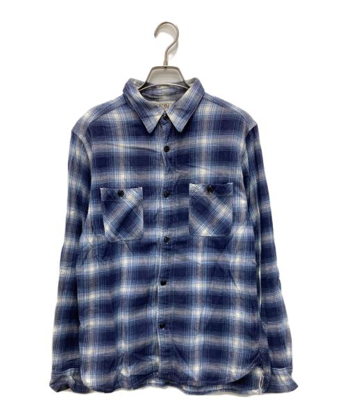FIVE BROTHER（ファイブブラザー）FIVE BROTHER (ファイブブラザー) オンブレチェックシャツ ブルー サイズ:Mの古着・服飾アイテム