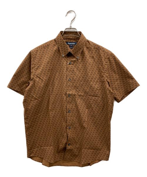 Aquascutum（アクアスキュータム）Aquascutum (アクアスキュータム) モノグラムシャツ ブラウン サイズ:L 未使用品の古着・服飾アイテム
