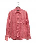 Aquascutumアクアスキュータム）の古着「リネンシャツ」｜レッド