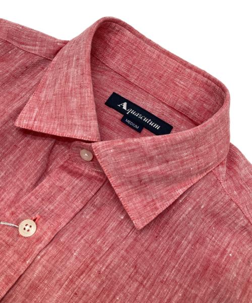 Aquascutum（アクアスキュータム）Aquascutum (アクアスキュータム) リネンシャツ レッド サイズ:Mの古着・服飾アイテム