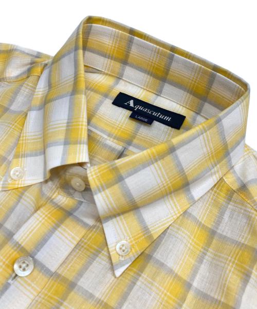 Aquascutum（アクアスキュータム）Aquascutum (アクアスキュータム) チェックシャツ イエロー サイズ:L 未使用品の古着・服飾アイテム