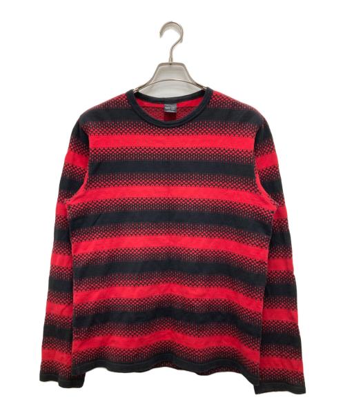 NUMBER (N)INE（ナンバーナイン）NUMBER (N)INE (ナンバーナイン) ハートクロスボーダー 長袖Tシャツ ブラック×レッド サイズ:4の古着・服飾アイテム