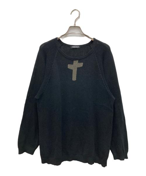 UNDERCOVER（アンダーカバー）UNDERCOVER (アンダーカバー) クロスデザインラグランニット ブラック サイズ:不明（実寸参照）の古着・服飾アイテム