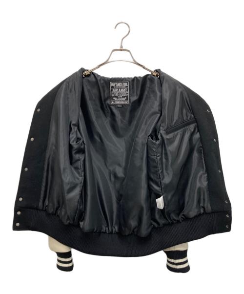 Hysteric Glamour（ヒステリックグラマー）Hysteric Glamour (ヒステリックグラマー) SEE NO EVIL 刺繍 ヴァーシティスタジアム ジャケット ブラック×ベージュ サイズ:Mの古着・服飾アイテム