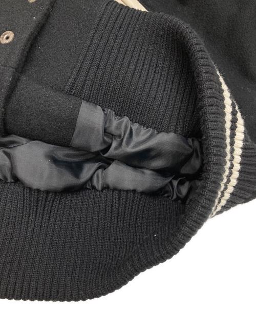 Hysteric Glamour（ヒステリックグラマー）Hysteric Glamour (ヒステリックグラマー) SEE NO EVIL 刺繍 ヴァーシティスタジアム ジャケット ブラック×ベージュ サイズ:Mの古着・服飾アイテム