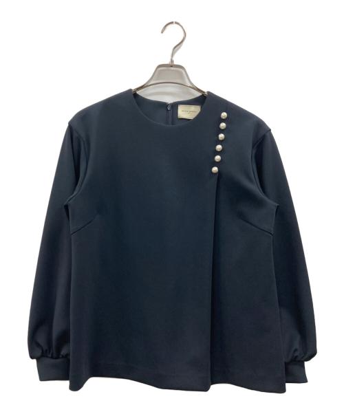 UNITED ARROWS（ユナイテッドアローズ）UNITED ARROWS (ユナイテッドアローズ) SPONGY サイド パールモチーフ ブラウス ネイビー サイズ:38の古着・服飾アイテム