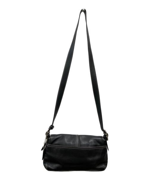 COACH（コーチ）COACH (コーチ) フラップレザーショルダーバッグ ブラックの古着・服飾アイテム