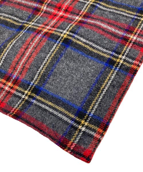 COMME des GARCONS HOMME（コムデギャルソン オム）COMME des GARCONS HOMME (コムデギャルソン オム) チェックウールストール ブルー×レッド×グレーの古着・服飾アイテム