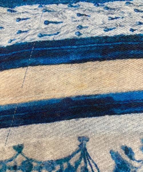 Massimo Listri（マッシモ・リストリ）Massimo Listri (マッシモ・リストリ) 大判ストール ブルーの古着・服飾アイテム