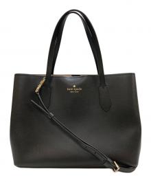 Kate Spade（ケイトスペード）の古着「グレインレザー ハーパー ロゴ サッチェル 2WAY」｜ブラック