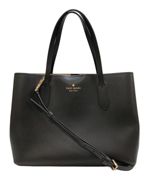Kate Spade（ケイトスペード）Kate Spade (ケイトスペード) グレインレザー ハーパー ロゴ サッチェル 2WAY ブラックの古着・服飾アイテム