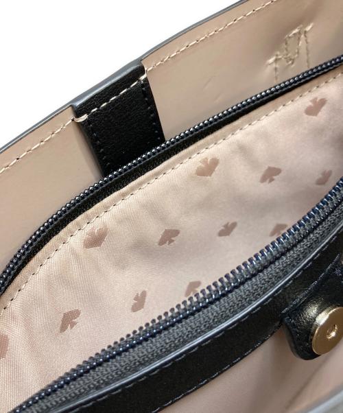 Kate Spade（ケイトスペード）Kate Spade (ケイトスペード) グレインレザー ハーパー ロゴ サッチェル 2WAY ブラックの古着・服飾アイテム