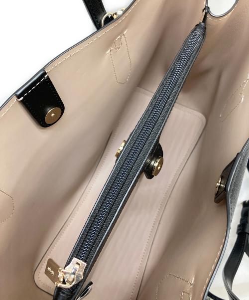 Kate Spade（ケイトスペード）Kate Spade (ケイトスペード) グレインレザー ハーパー ロゴ サッチェル 2WAY ブラックの古着・服飾アイテム