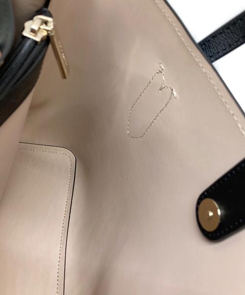 Kate Spade（ケイトスペード）Kate Spade (ケイトスペード) グレインレザー ハーパー ロゴ サッチェル 2WAY ブラックの古着・服飾アイテム