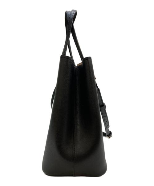 Kate Spade（ケイトスペード）Kate Spade (ケイトスペード) グレインレザー ハーパー ロゴ サッチェル 2WAY ブラックの古着・服飾アイテム