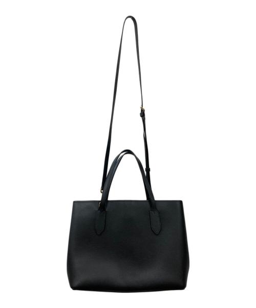 Kate Spade（ケイトスペード）Kate Spade (ケイトスペード) グレインレザー ハーパー ロゴ サッチェル 2WAY ブラックの古着・服飾アイテム