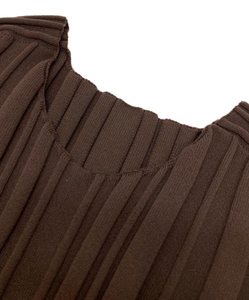 PLEATS PLEASE（プリーツプリーズ）PLEATS PLEASE (プリーツプリーズ) RIB KNIT ブラウン サイズ:不明（実寸参照）の古着・服飾アイテム