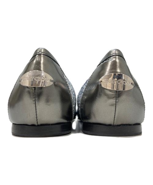 JIMMY CHOO（ジミーチュウ）JIMMY CHOO (ジミーチュウ) ラメグリッターフラットパンプス シルバー サイズ:38の古着・服飾アイテム