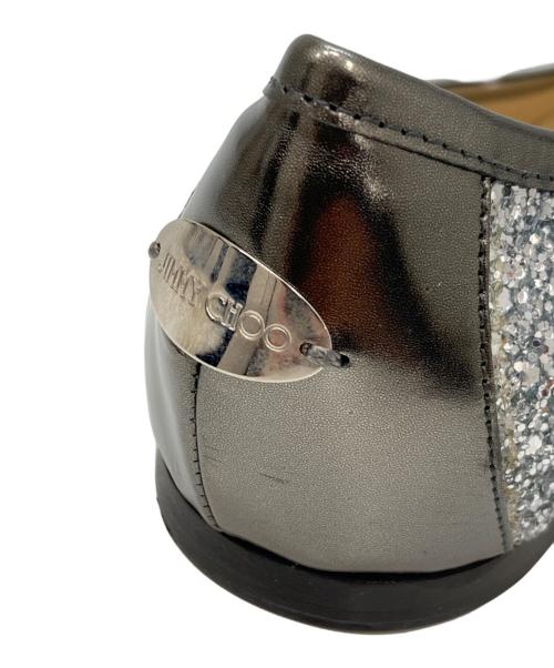 JIMMY CHOO（ジミーチュウ）JIMMY CHOO (ジミーチュウ) ラメグリッターフラットパンプス シルバー サイズ:38の古着・服飾アイテム