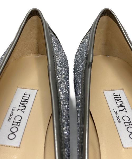 JIMMY CHOO（ジミーチュウ）JIMMY CHOO (ジミーチュウ) ラメグリッターフラットパンプス シルバー サイズ:38の古着・服飾アイテム
