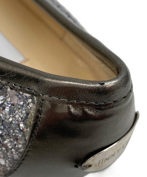 JIMMY CHOO（ジミーチュウ）JIMMY CHOO (ジミーチュウ) ラメグリッターフラットパンプス シルバー サイズ:38の古着・服飾アイテム