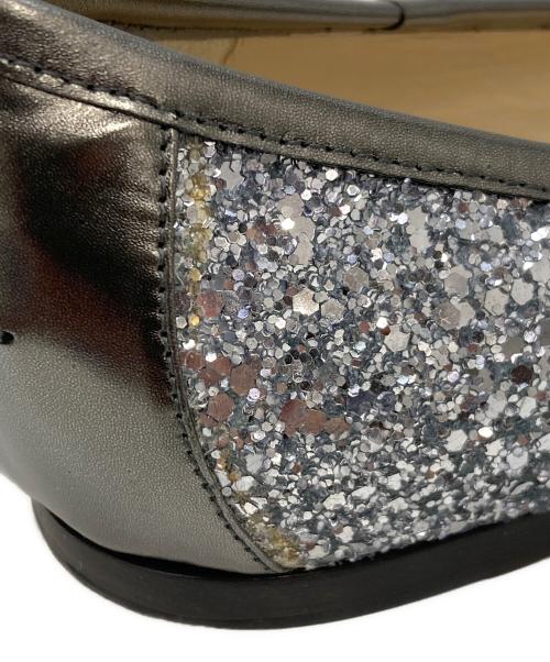 JIMMY CHOO（ジミーチュウ）JIMMY CHOO (ジミーチュウ) ラメグリッターフラットパンプス シルバー サイズ:38の古着・服飾アイテム