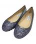 JIMMY CHOO（ジミーチュウ）の古着「ラメグリッターフラットパンプス」｜シルバー