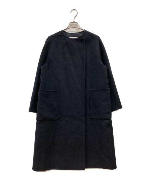 BALLSEY（ボールジィ）BALLSEY (ボールジィ) プレミアムウールリバー ノーカラーコート ネイビー サイズ:34の古着・服飾アイテム