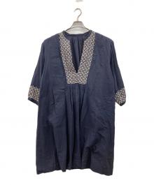 根々（ネネ）の古着「刺繍ワンピース」｜ネイビー