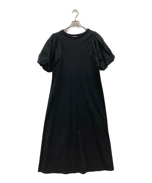 MACPHEE（マカフィー）MACPHEE (マカフィー) コットンサッカーコンビ パフスリーブワンピース ブラック サイズ:36の古着・服飾アイテム
