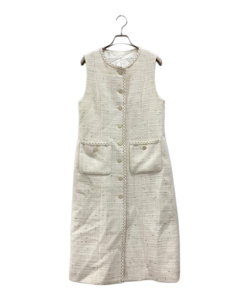 ANAYI（アナイ）ANAYI (アナイ) ミックスツイードフレア ワンピース ホワイト サイズ:38の古着・服飾アイテム