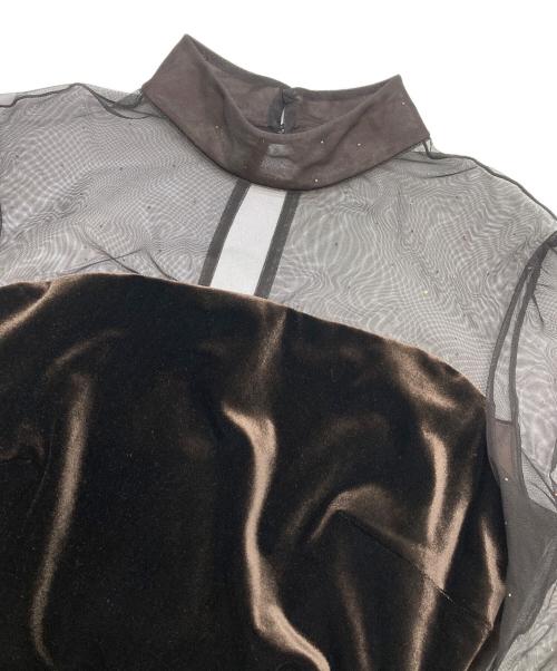 Snidel（スナイデル）Snidel (スナイデル) シアードッキングベロアドレス ブラウンの古着・服飾アイテム