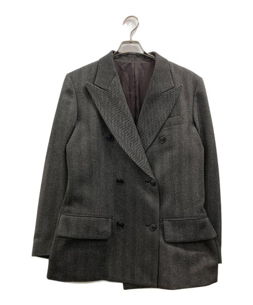 D-VEC（ディーベック）D-VEC (ディーベック) ヘリンボーンダブルテーラードジャケット ブラウン サイズ:3の古着・服飾アイテム