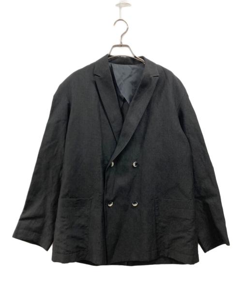 POLYPLOID（ポリプロイド）POLYPLOID (ポリプロイド) リネンウールダブルジャケット ブラック サイズ:2の古着・服飾アイテム