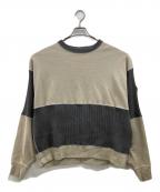 C.Eシーイー）の古着「WIDE RIB CUT CREW NECK 2」｜ベージュ×グレー