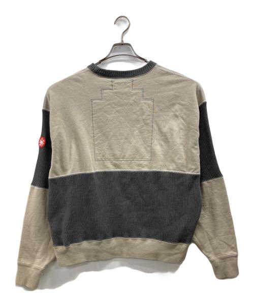 C.E（シーイー）C.E (シーイー) WIDE RIB CUT CREW NECK 2 ベージュ×グレー サイズ:Mの古着・服飾アイテム
