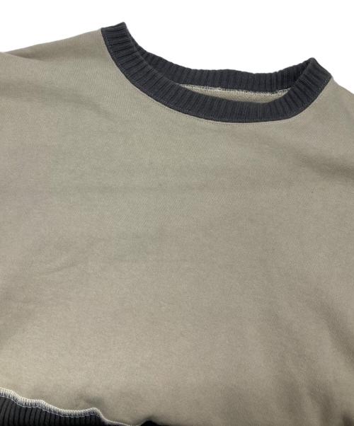 C.E（シーイー）C.E (シーイー) WIDE RIB CUT CREW NECK 2 ベージュ×グレー サイズ:Mの古着・服飾アイテム