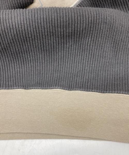 C.E（シーイー）C.E (シーイー) WIDE RIB CUT CREW NECK 2 ベージュ×グレー サイズ:Mの古着・服飾アイテム