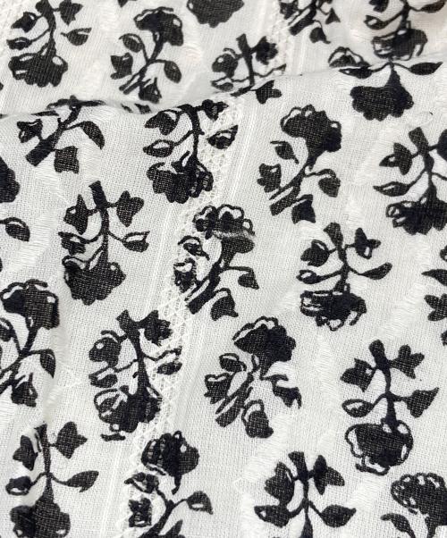 ne quittez pas（ヌキテパ）ne quittez pas (ヌキテパ) コットンジャガードコンビプリントギャザードレス ホワイト×ブラック サイズ:Mの古着・服飾アイテム